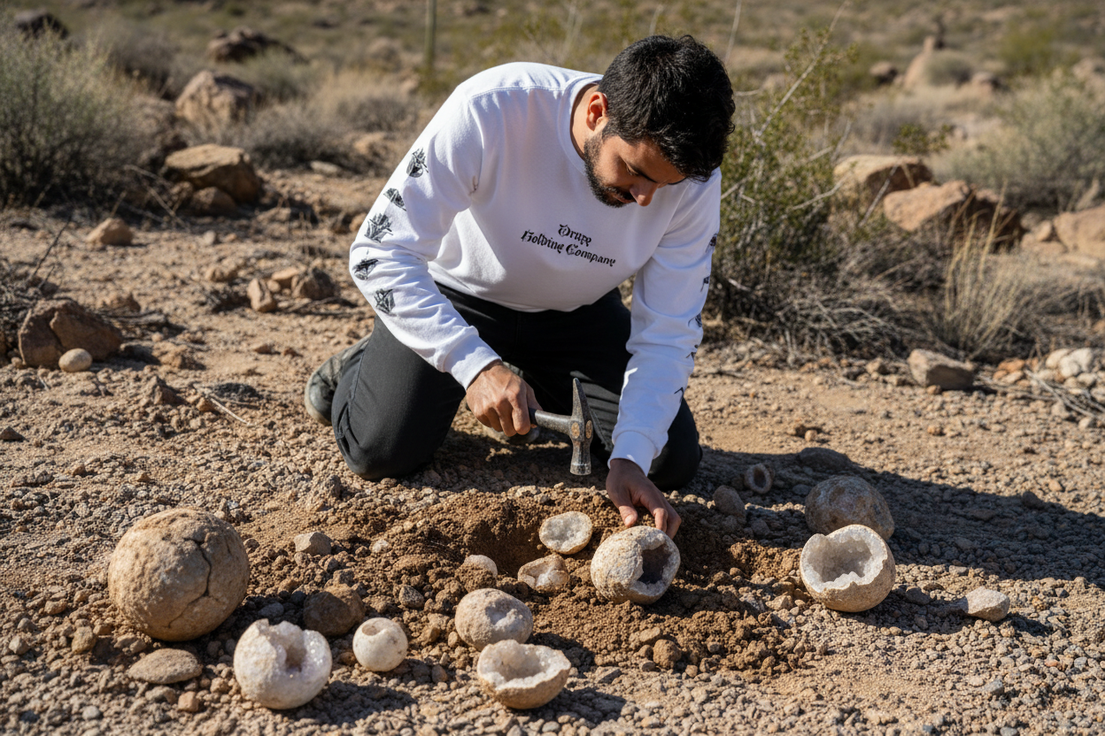 Heavyweight long-sleeve shirt DTF PRINT ROCK HOUND logo